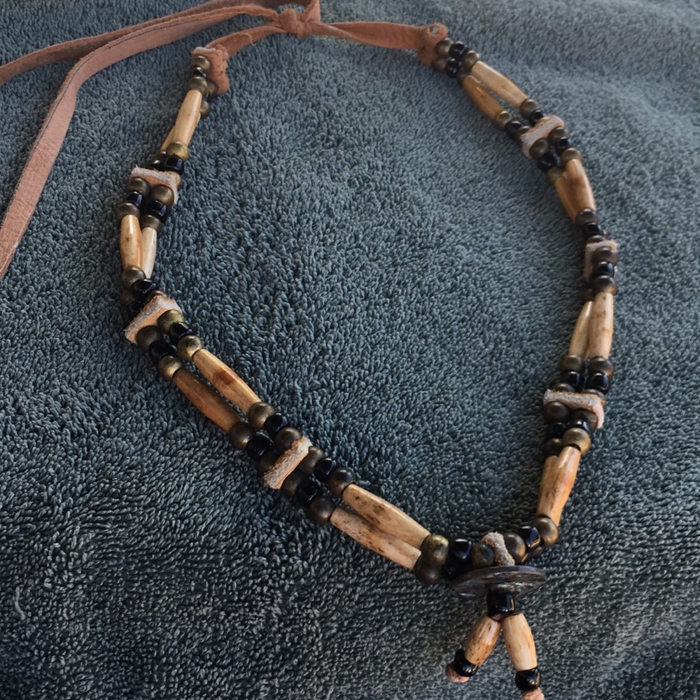 Vintage Hawaiian surfer abalone chunky necklace